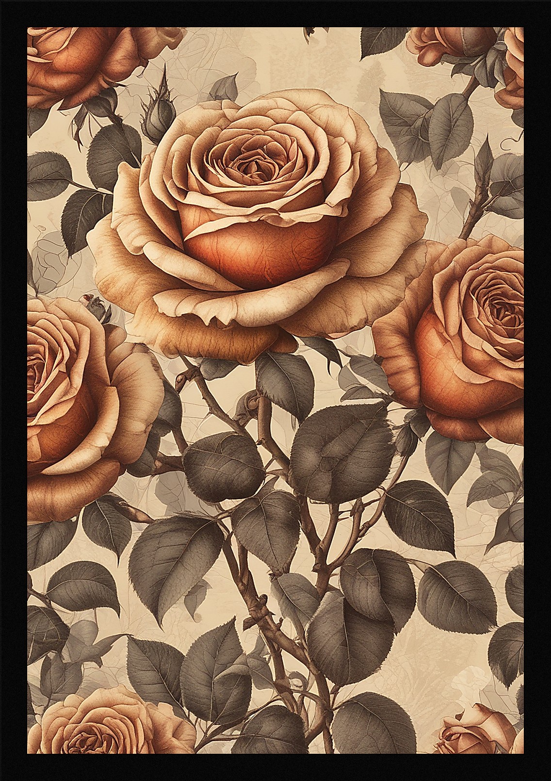Moody Roses Framed Wall Art Poster Canvas Print Picture