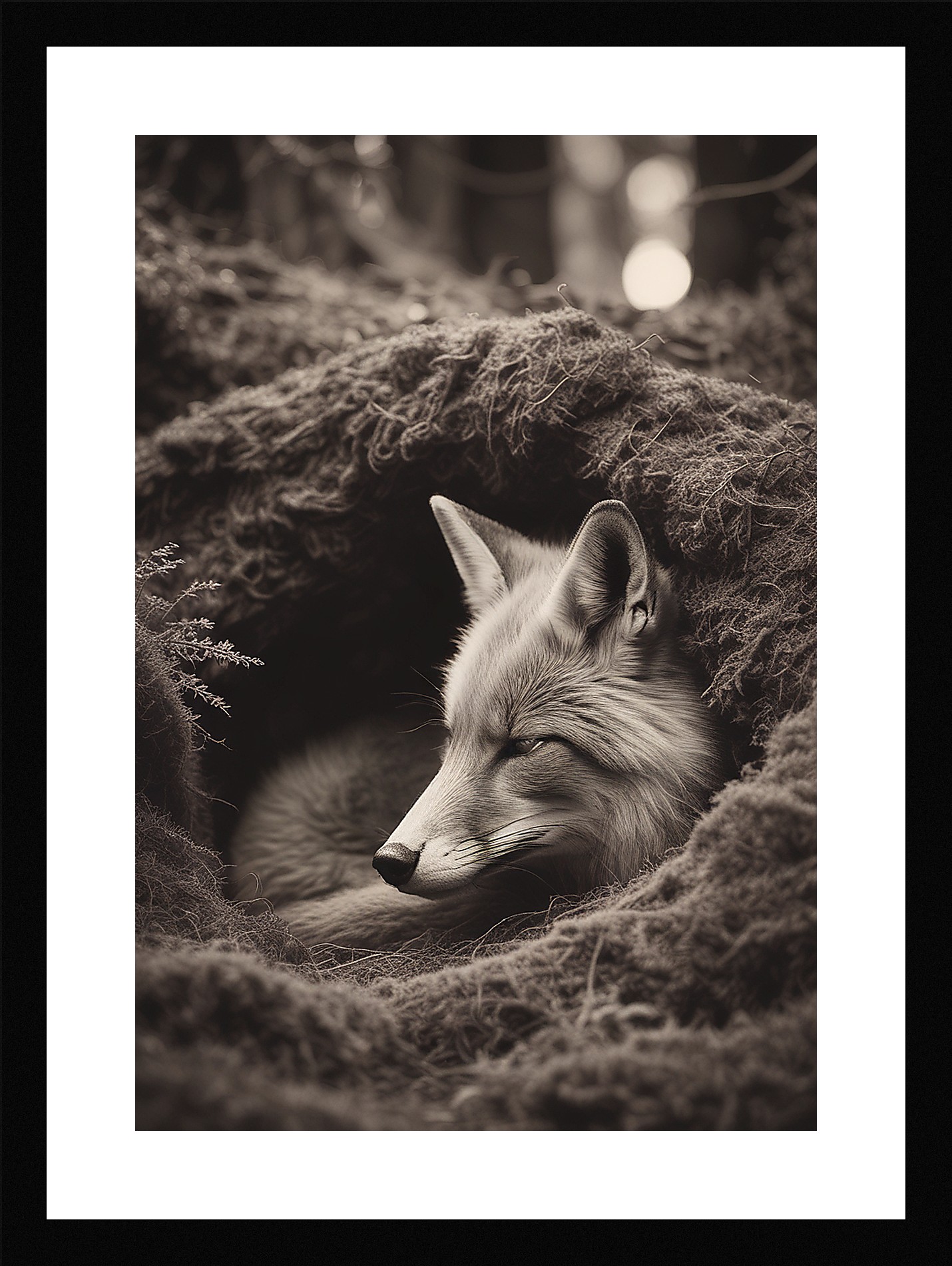 Moody Fox Framed Wall Art Poster Canvas Print Picture