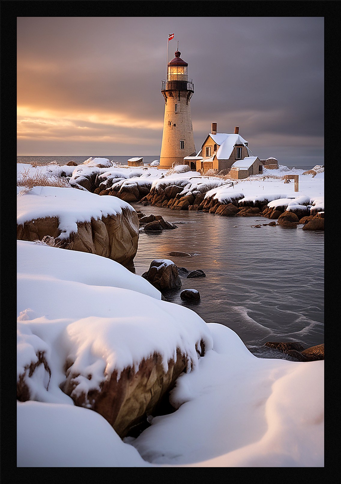 Epic Lighthouse Framed Wall Art Poster Canvas Print Picture